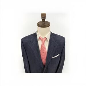 VTG HICKEY FREEMAN SILK WOOL BLUE PATTERN SPORT COAT 42R MADE USA VGC!